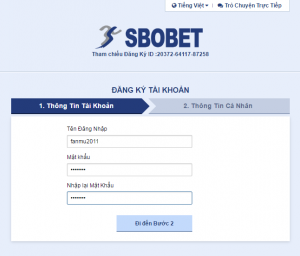 Đăng ký tài khoản Sbobet