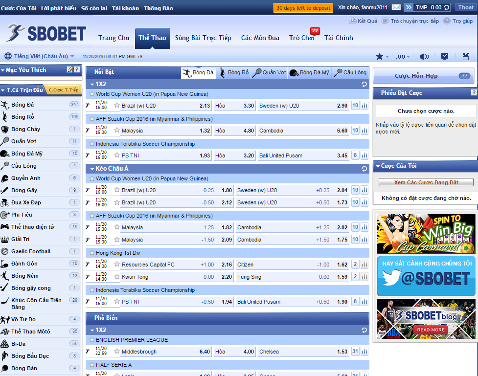 Mở tài khoản Sbobet